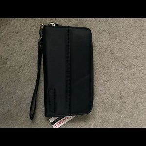 RFID black wrist wallet with strap